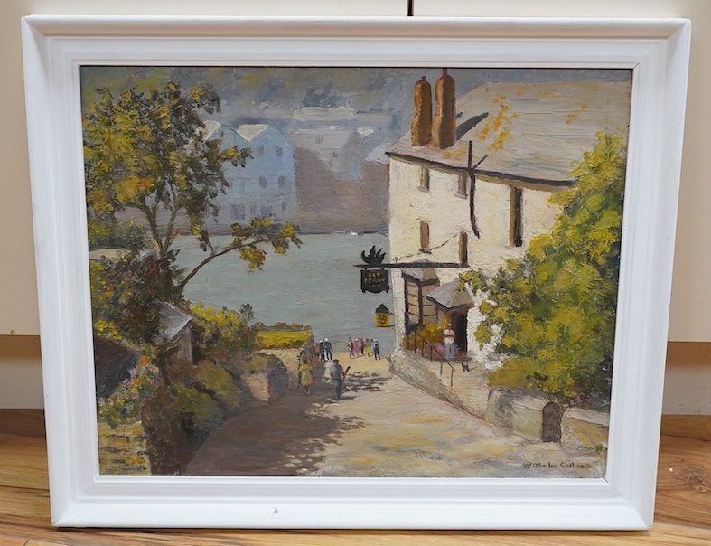 William Atherton Cathcart (20th C.), oil on board, 'Old Ferry Inn, Bodinnick', signed, details verso, 39 x 49cm. Condition - good